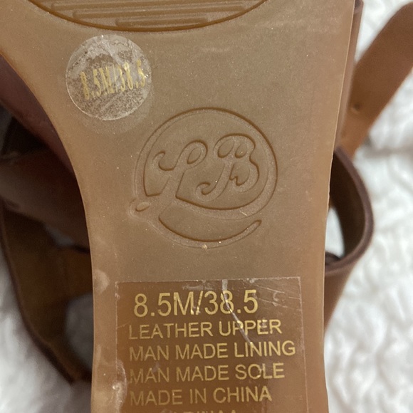 Lucky Brand brown wedge, sandals, genuine, leather platform, polished casual 8.5 - Picture 7 of 7